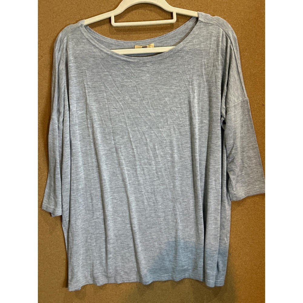 Piko Oversized 3/4 Sleeve Top Womens Small Gray Excellent Boat Neck Dolman Tee